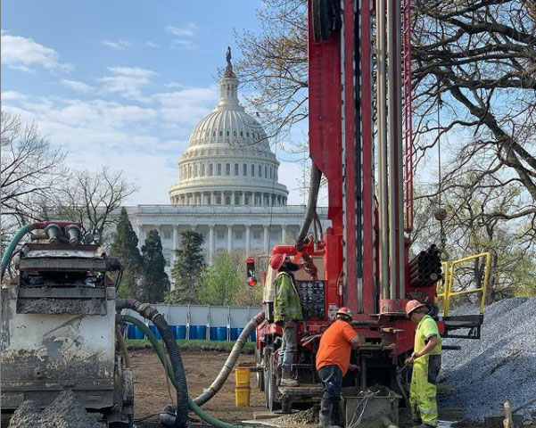 Allied geothermal drill rig working near the U.S. Capitol at the Senate Underground Garage site.