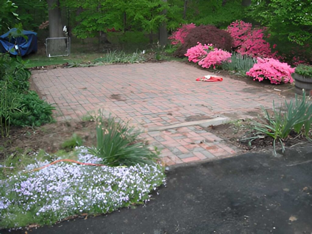 Residential yard prepared for geothermal drilling before installation begins.